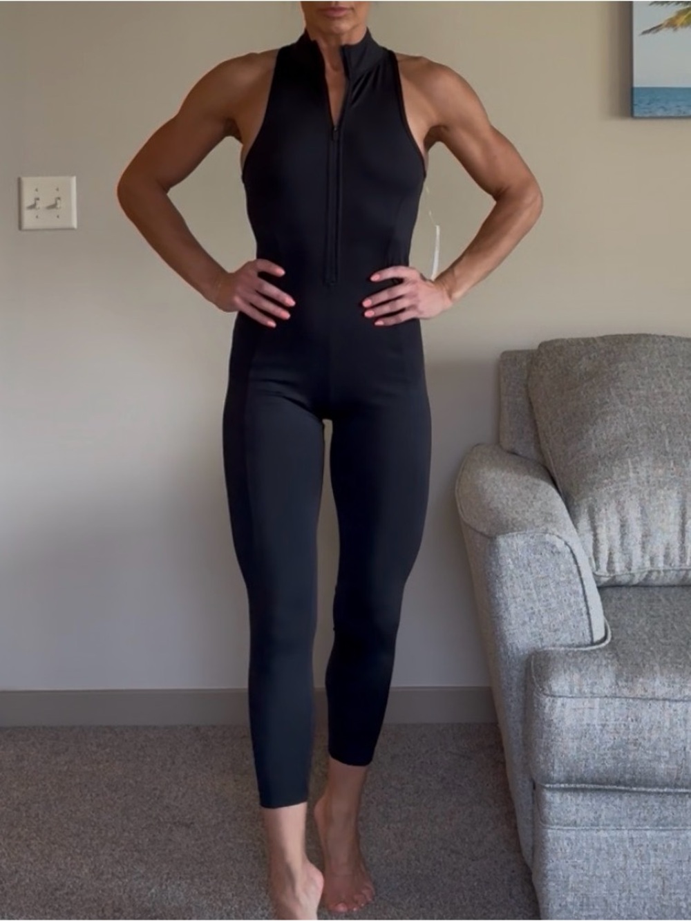 NWT women’s Black Zipper Front Sleeveless Jumpsuit